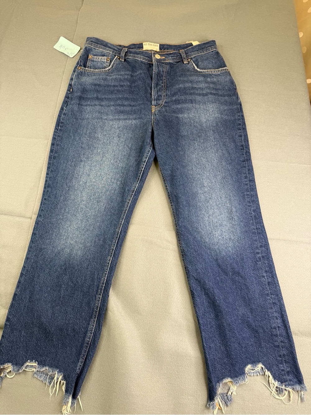 We The Free Free People Jeans Size 30 Mid Rise Straight Leg Distressed Raw Hem